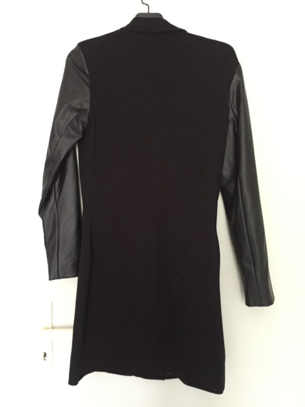 Manteau noir femme empi&egrave;cement simili cuir - T.36 Vtements