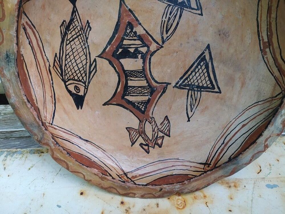 Plat Berb&egrave;re Tunisie Sejnane D&eacute;cor Poisson Crois du Sud 