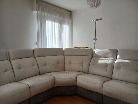 Canap� en cuir blanc et gris � prendre sur place, 250 Lisieux (14)