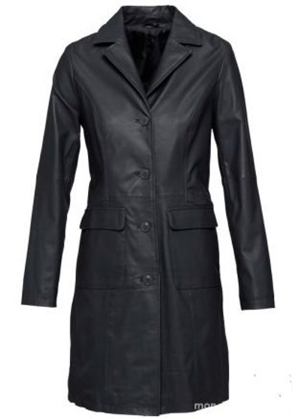 VESTE LONGUE CUIR NOIR Vêtements
