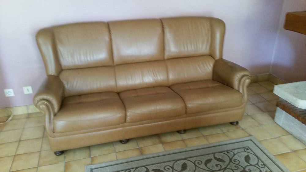 salon en cuir marron clair Meubles