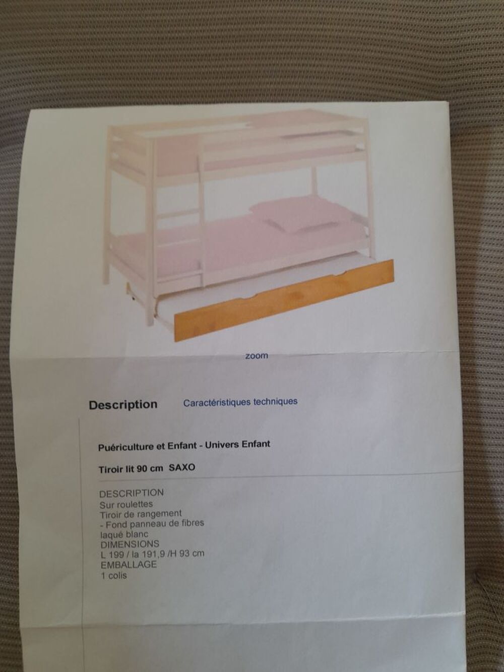 lits superposes en bois et + tiroir + 2 matelas 90x200 Meubles