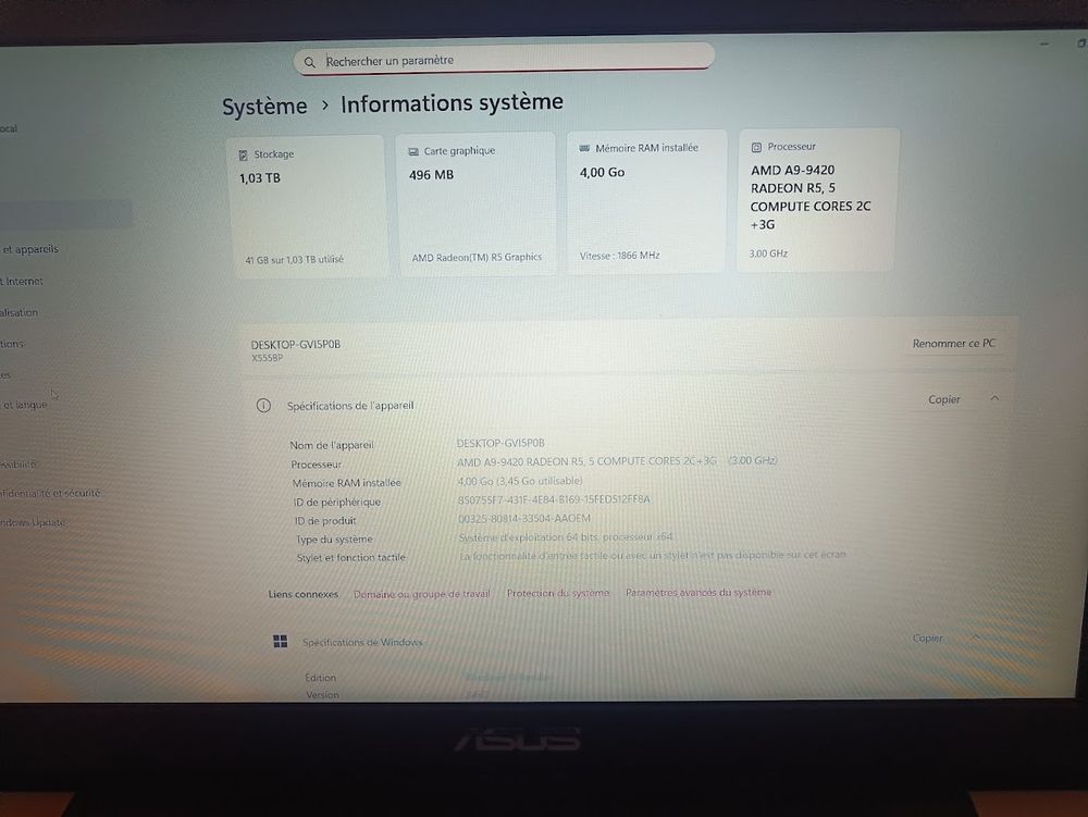 Ordinateur Portable ASUS amd a9 Matériel informatique