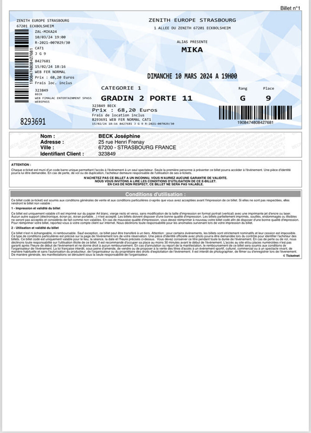 Billet concert Mika 10/03/24 Z&eacute;nith Strasbourg Billetterie
