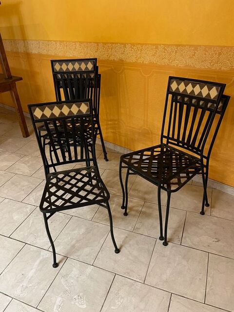  6 chaises noir mtallique faence 185 Decazeville (12)