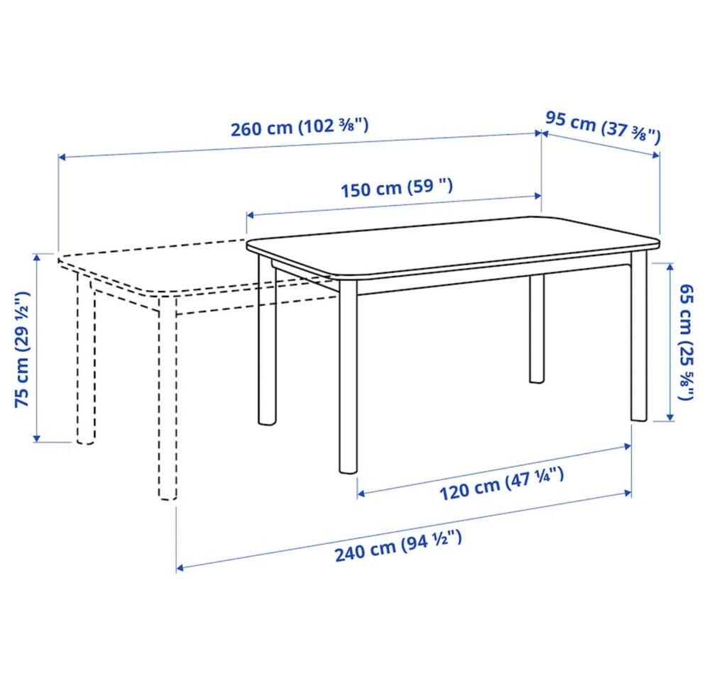 Table extensible, brun, 150/205/260x95 cm avec 8 chaises Meubles