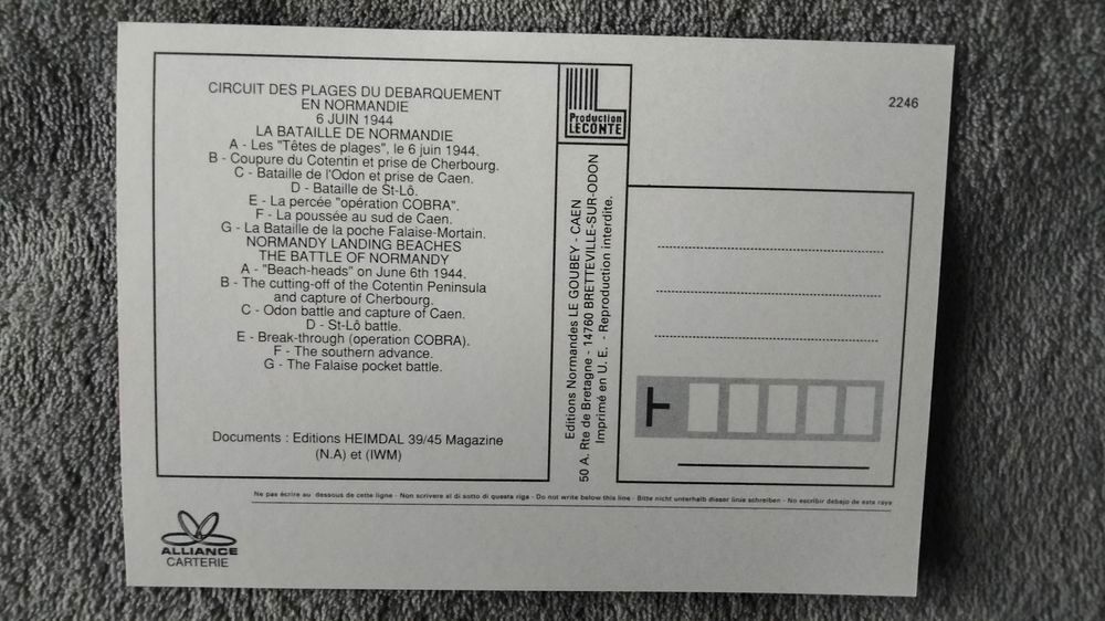 Lot 6 cartes postales touristiques D&eacute;barquement Normandie 
