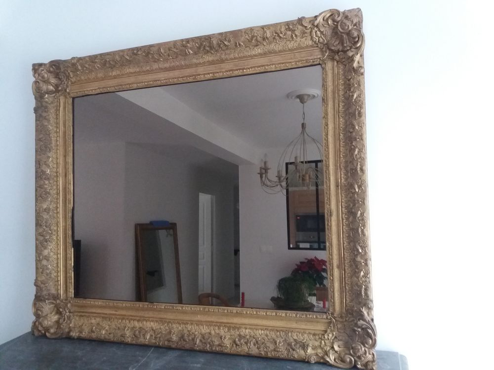 Grand miroir ancien Large cadre 126 x107 Dcoration