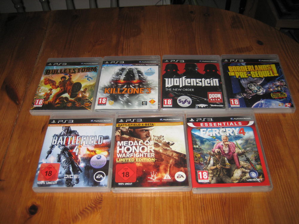 lot 7 jeux de tir/guerre PS3 borderlands, battlefield , far cry, wolfenstein ect... Consoles et jeux vidos