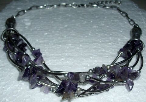 Tr�s joli Collier argent / am�thyste 60 Antibes (06)