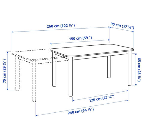 Table extensible, brun, 150/205/260x95 cm avec 8 chaises 870 Lormont (33)