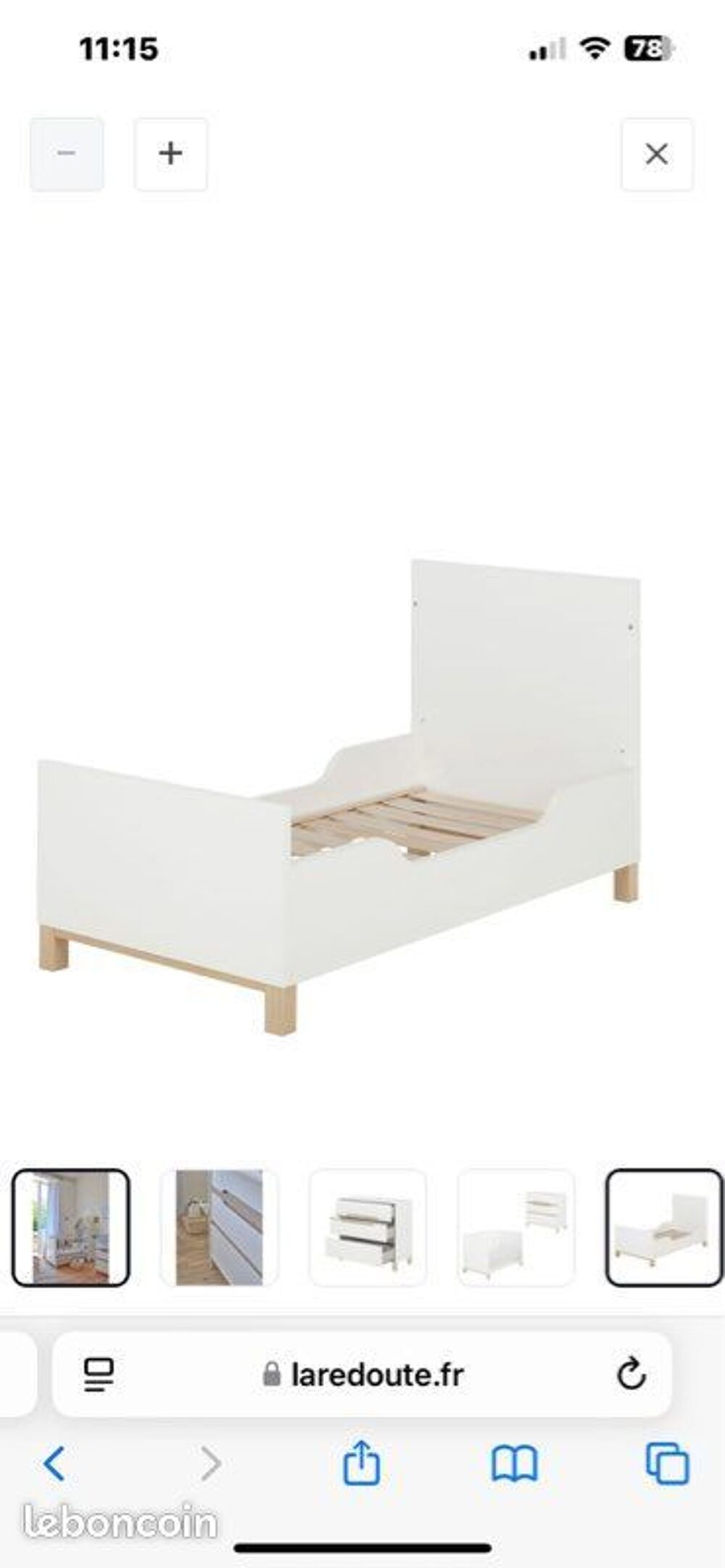 lit &eacute;volutif b&eacute;b&eacute;-enfant 70x140 Noukies + matelas Puriculture