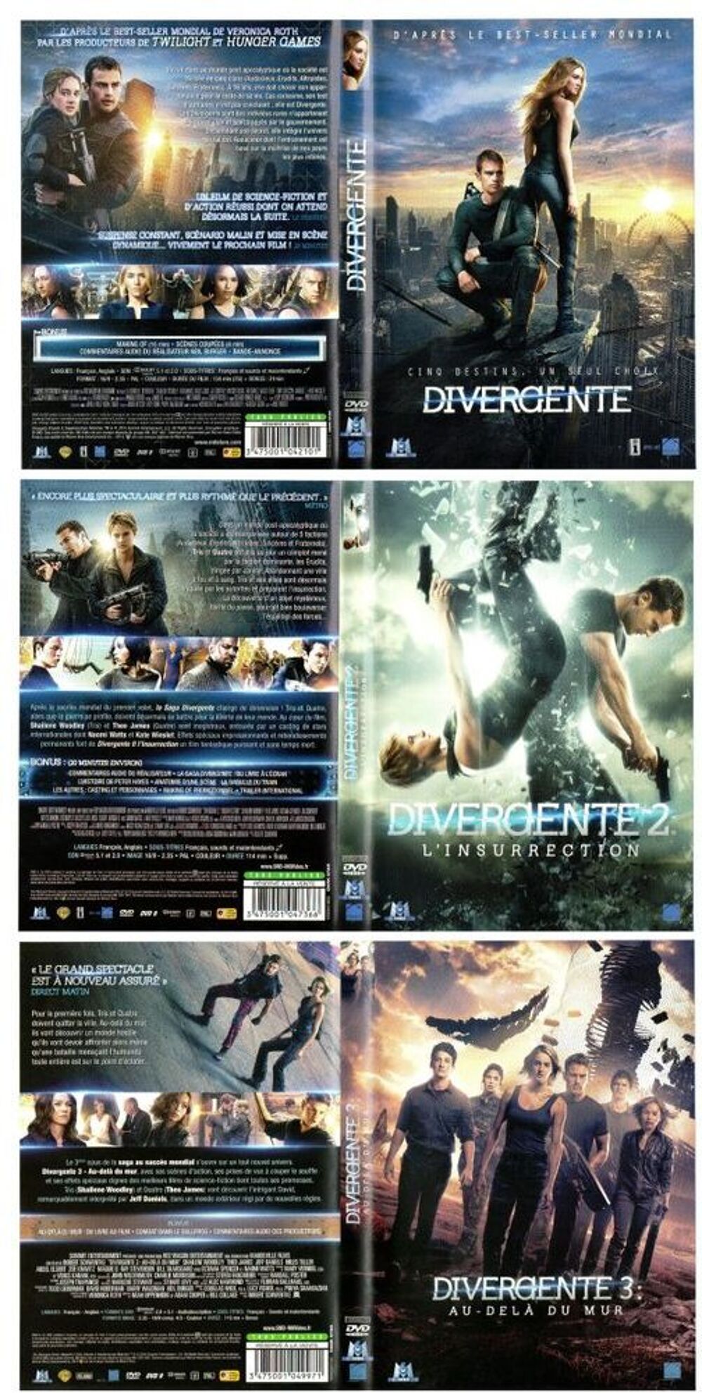 Divergente - Coffret 3 DVD Trilogie DVD et blu-ray
