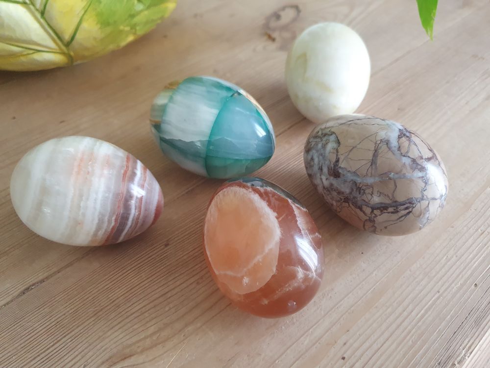 Ensemble de 5 ?ufs en pierre naturelle Décoration