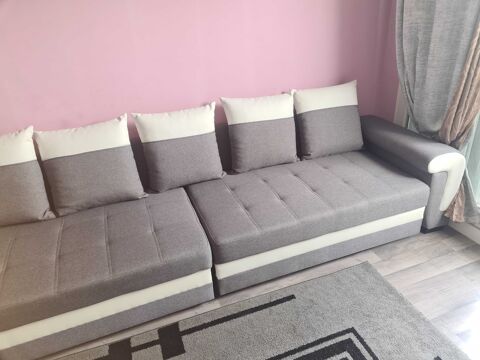 Canap� salon tissus Blanc et gris tb �tat 850 Compi�gne (60)