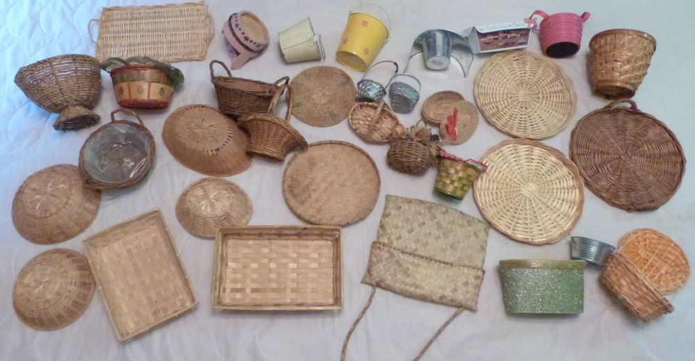 Paniers, corbeilles. osier, bois, galva, metal Décoration