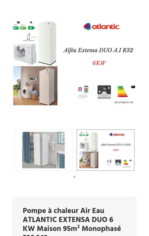 Pompe a chaleur Atlantic alfea extensa  kit complet 4000 16480 Sainte-souline