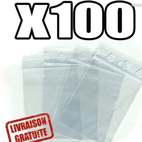 LOT 100 SACHETS PLASTIQUE ZIP EMBALLAGE 80X120 MM NEUF - LIV Marseille 13 (13)