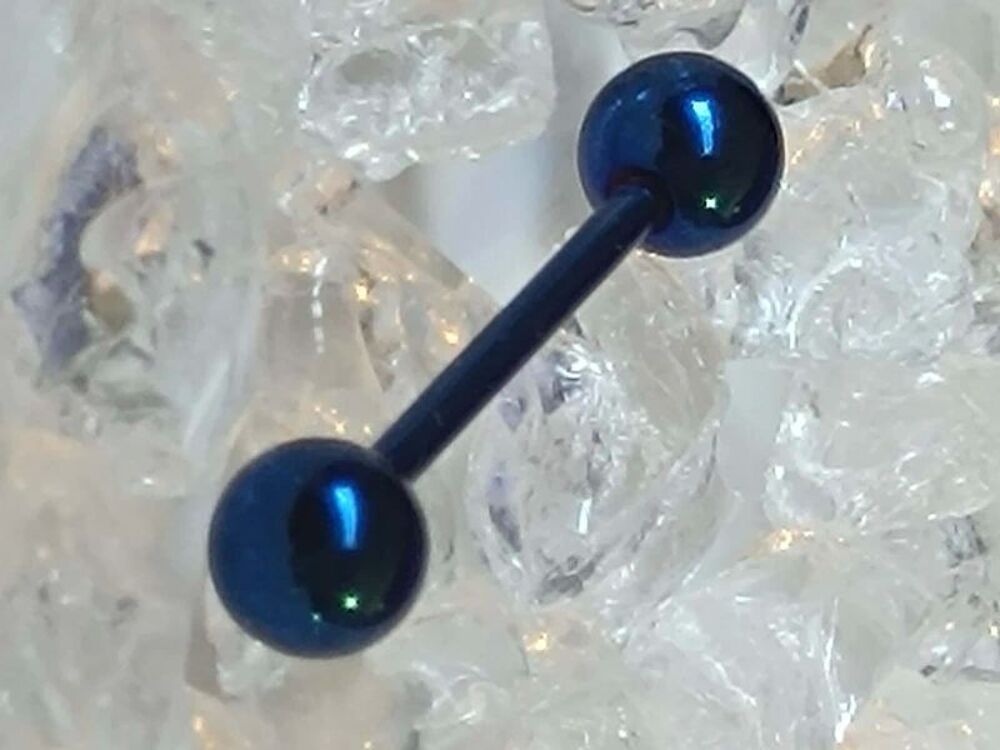 Piercing langue bleu bijou barbell homme Bijoux et montres