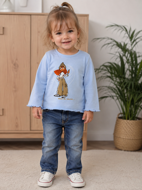 T-shirt Fille 2 ans 3 suisses bleu ciel manches longues TBE Brienne-le-Château (10)