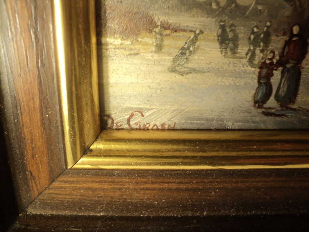 Petit Tableau Peinture Flamande XX&egrave;me Moulin &agrave; Vent Dcoration