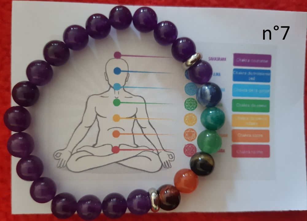 BRACELET 7 CHAKRAS Pierres Naturelles - Pierres de 8mm Bijoux et montres