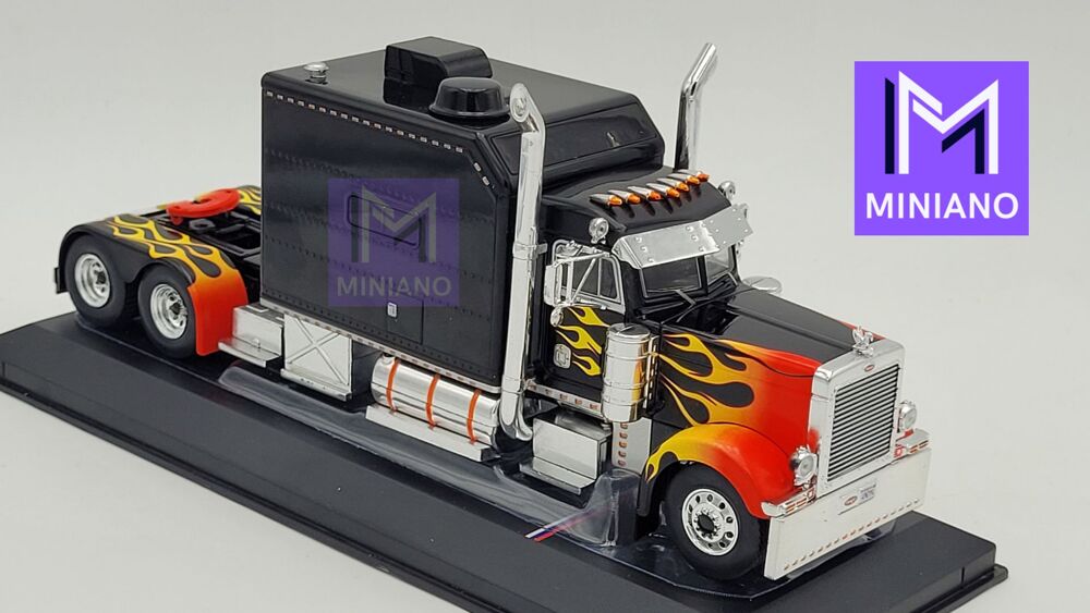 CAMION PETERBILT 379 CUSTOM 2002 NOIR AVEC FLAMMES IXO 1/43 