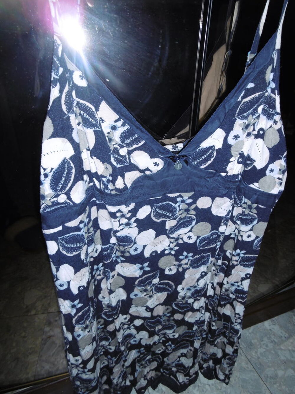 Nuisette femme coton bleue/beige Vêtements