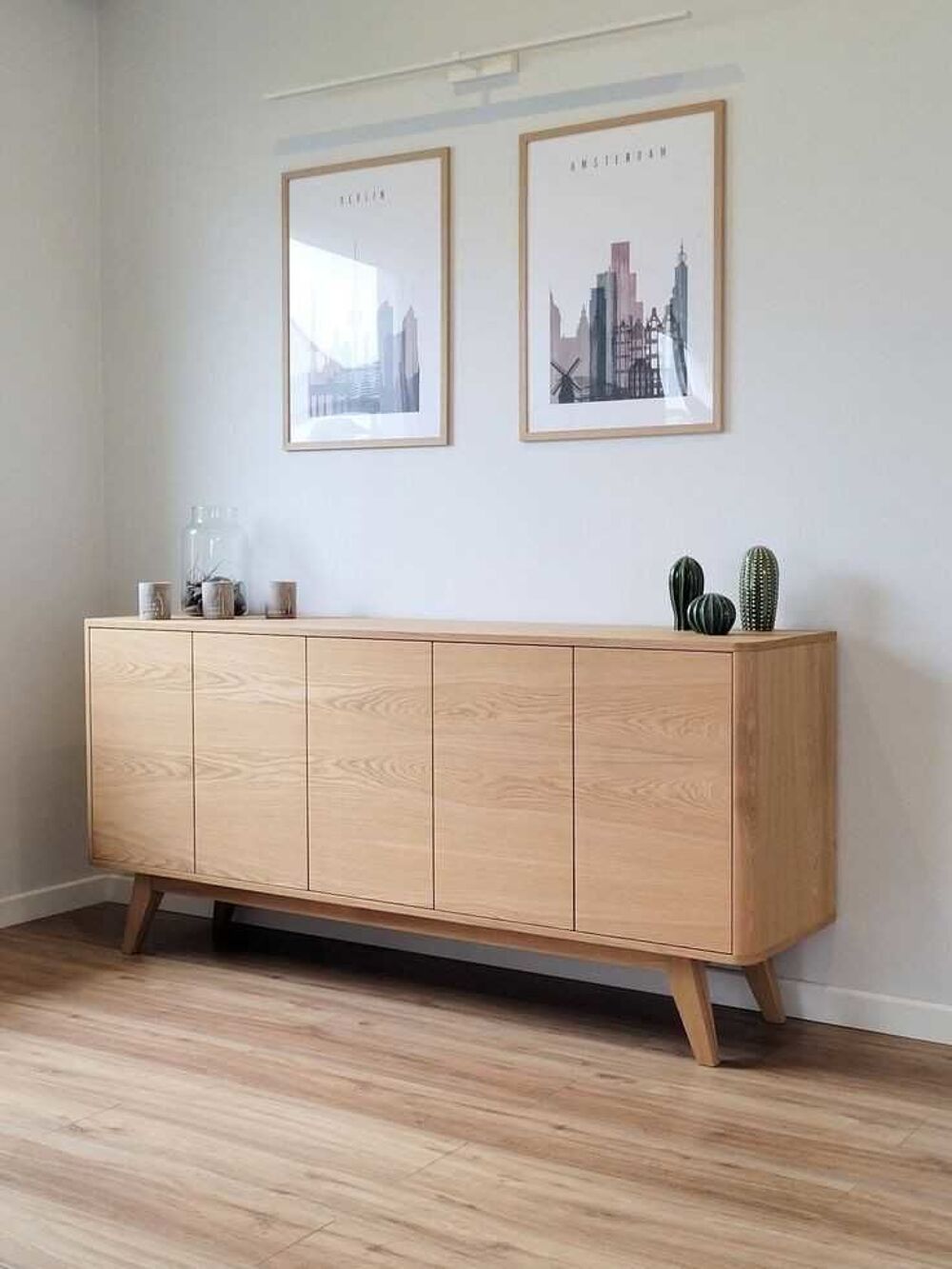 Buffet en ch&ecirc;ne, buffet long, meubles de salon, armoire, commode en ch&ecirc;ne, buffet en ch&ecirc;ne, cr&eacute;dence du milieu du si&egrave;cle, naturel, fait main, Meubles