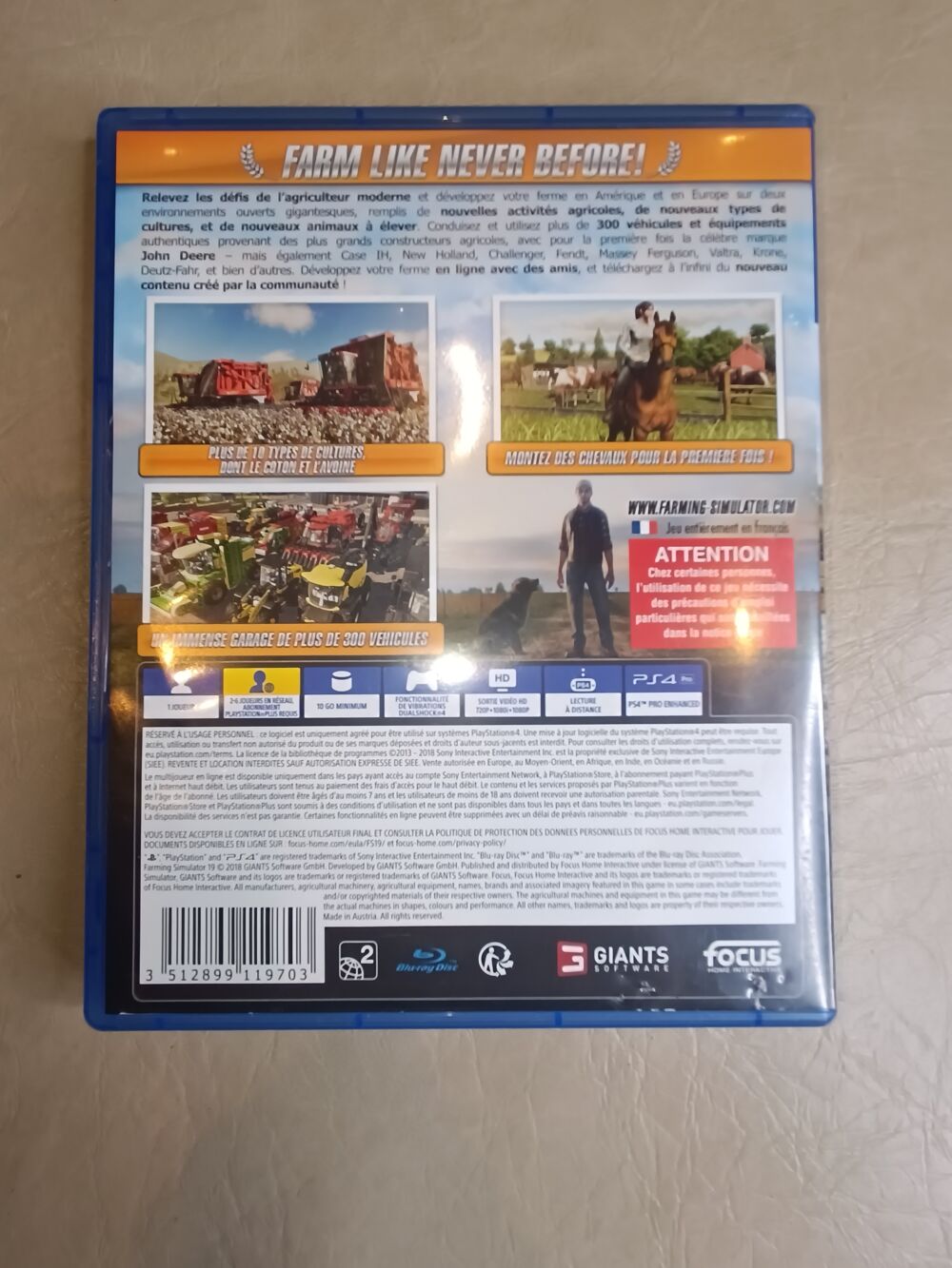 Jeux PS4 Farming Simulator 19 +3 Playstation 4 FR Consoles et jeux vidos