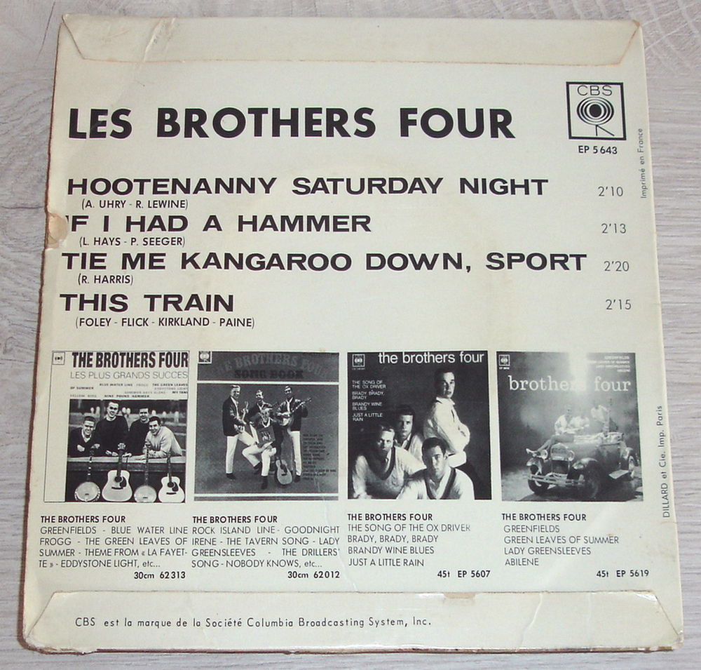 LES BROTHERS FOUR - 45t EP - HOOTENANNY SATURDAY NIGHT -1963 CD et vinyles