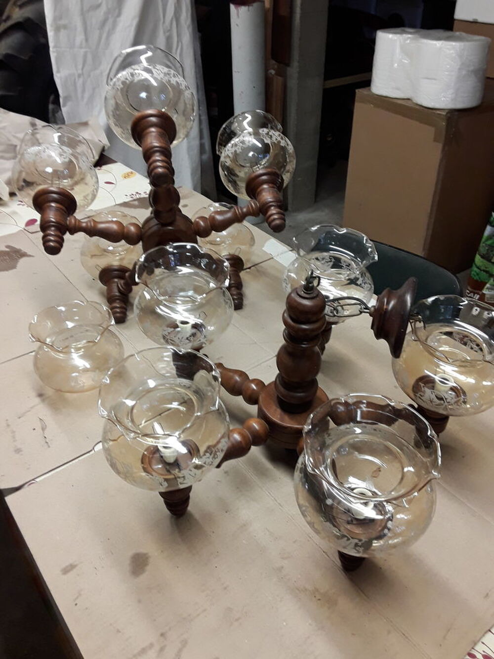 Luminaires, lustres 5 branches en bon &eacute;tat avec lampes Bricolage