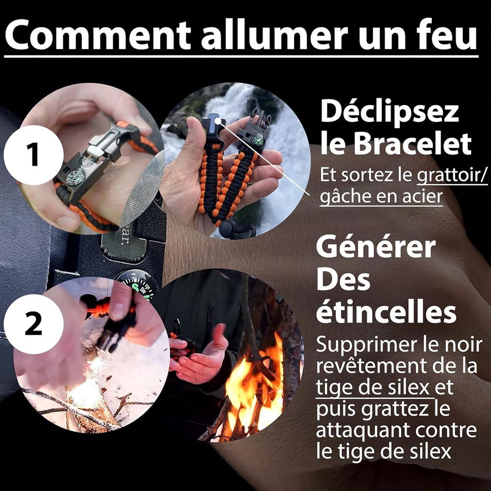 Bracelets de Survie en paracorde (Lot de 2) Bijoux et montres