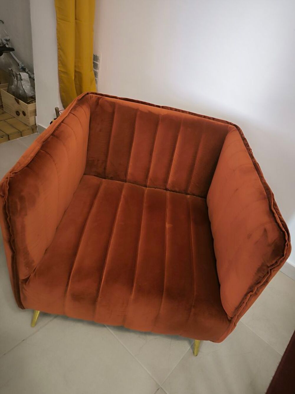 Fauteuil Velour Terracotta Meubles