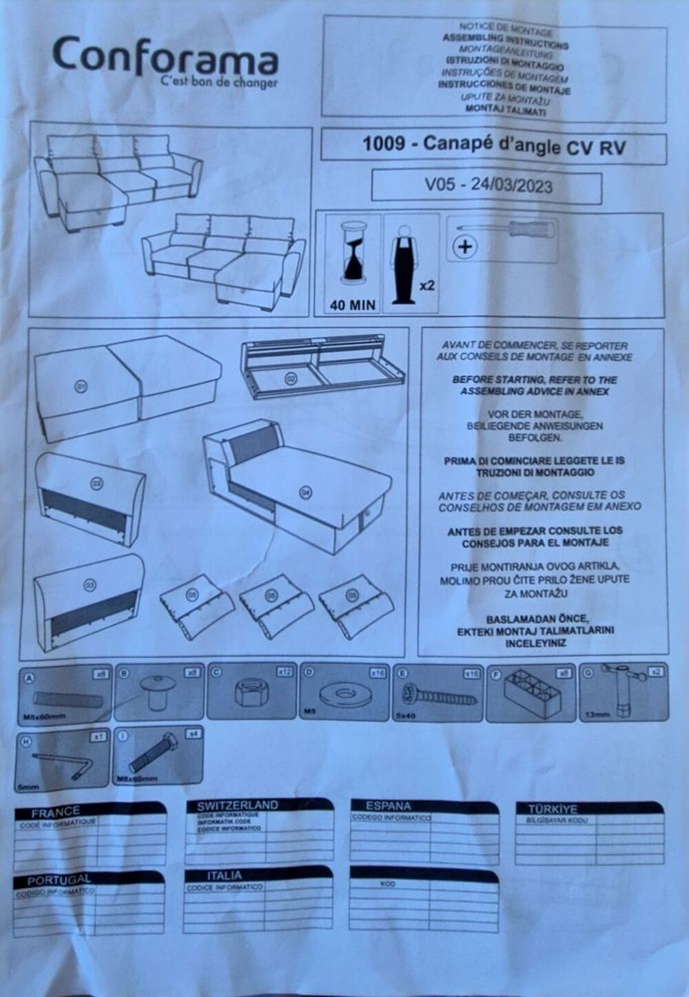 Canap&eacute; d'angle r&eacute;versible et convertible Meubles