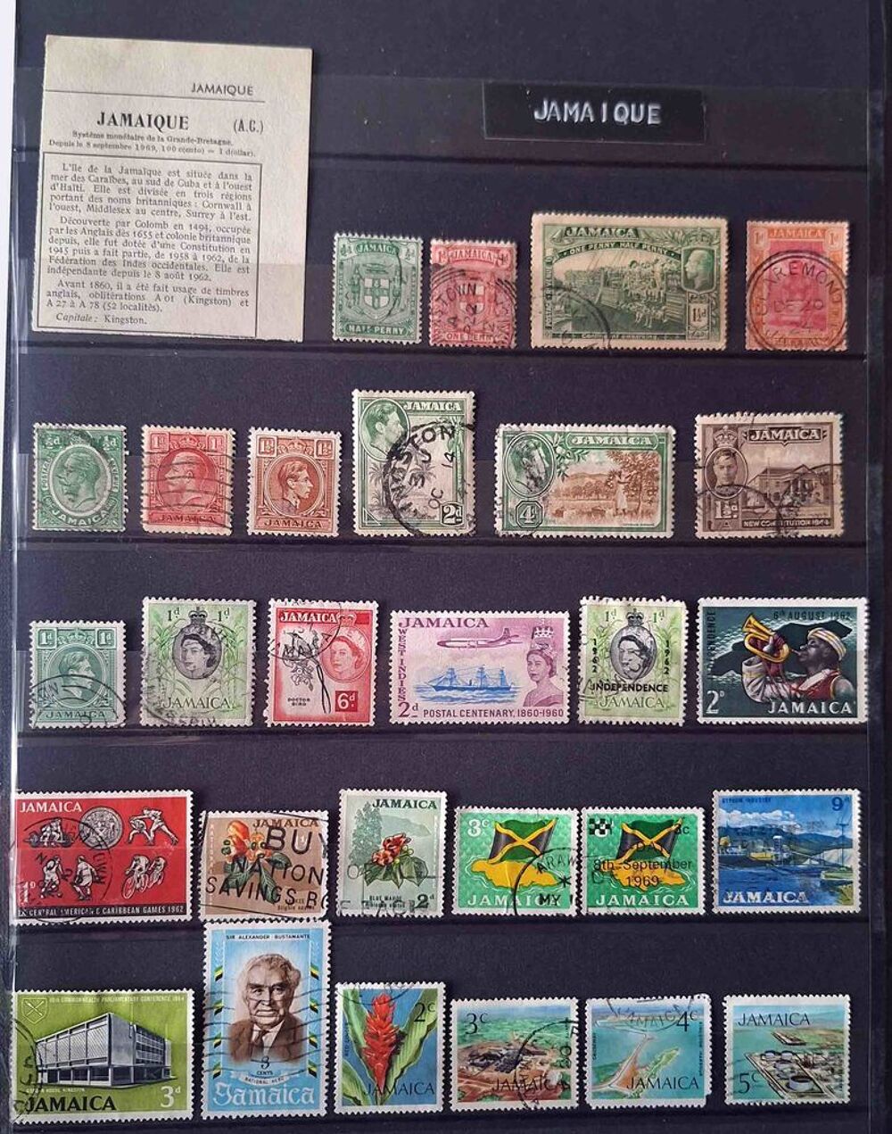 S&eacute;rie de timbres de collection de Jamaique 