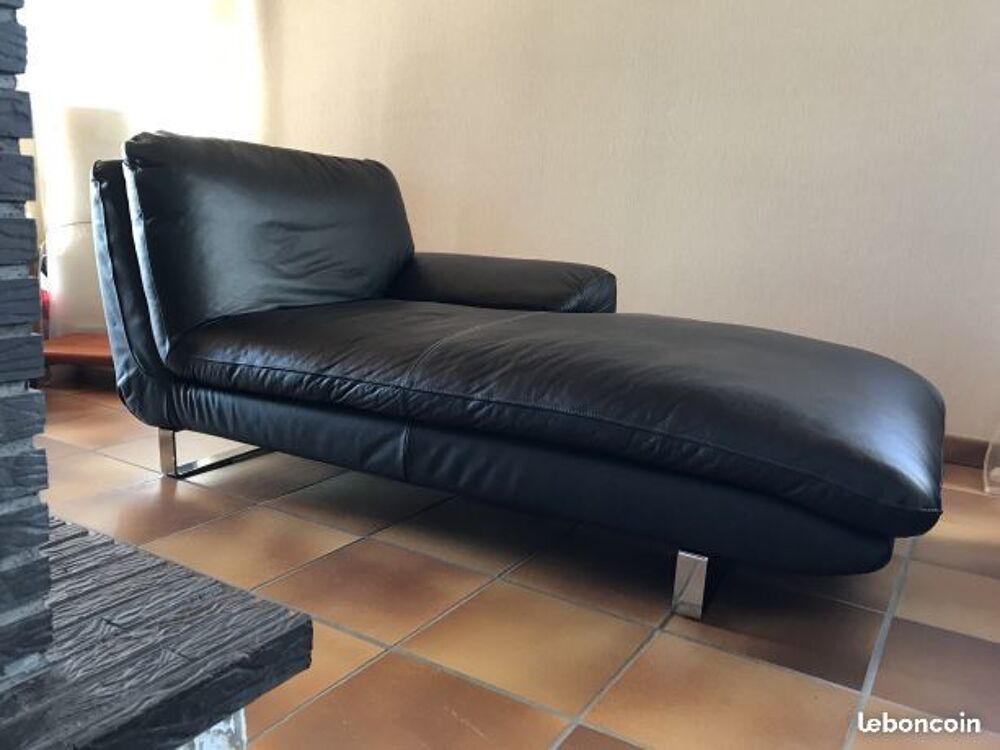M&eacute;ridienne design cuir noir Meubles