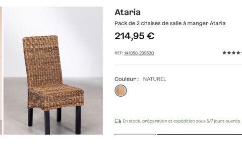 Lot de 5 chaises en bananier à prendre sur place 0 Marly (59)