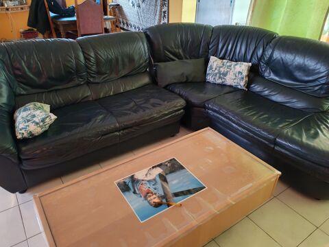 Canap� d'angle en cuir vert 60 Mauguio-Carnon-Plage (34)