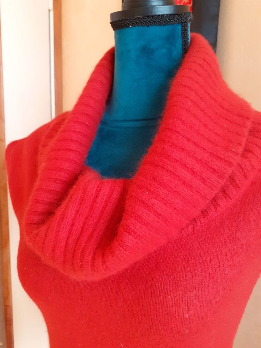 Pull rouge angora - Taille 36-38 Vêtements