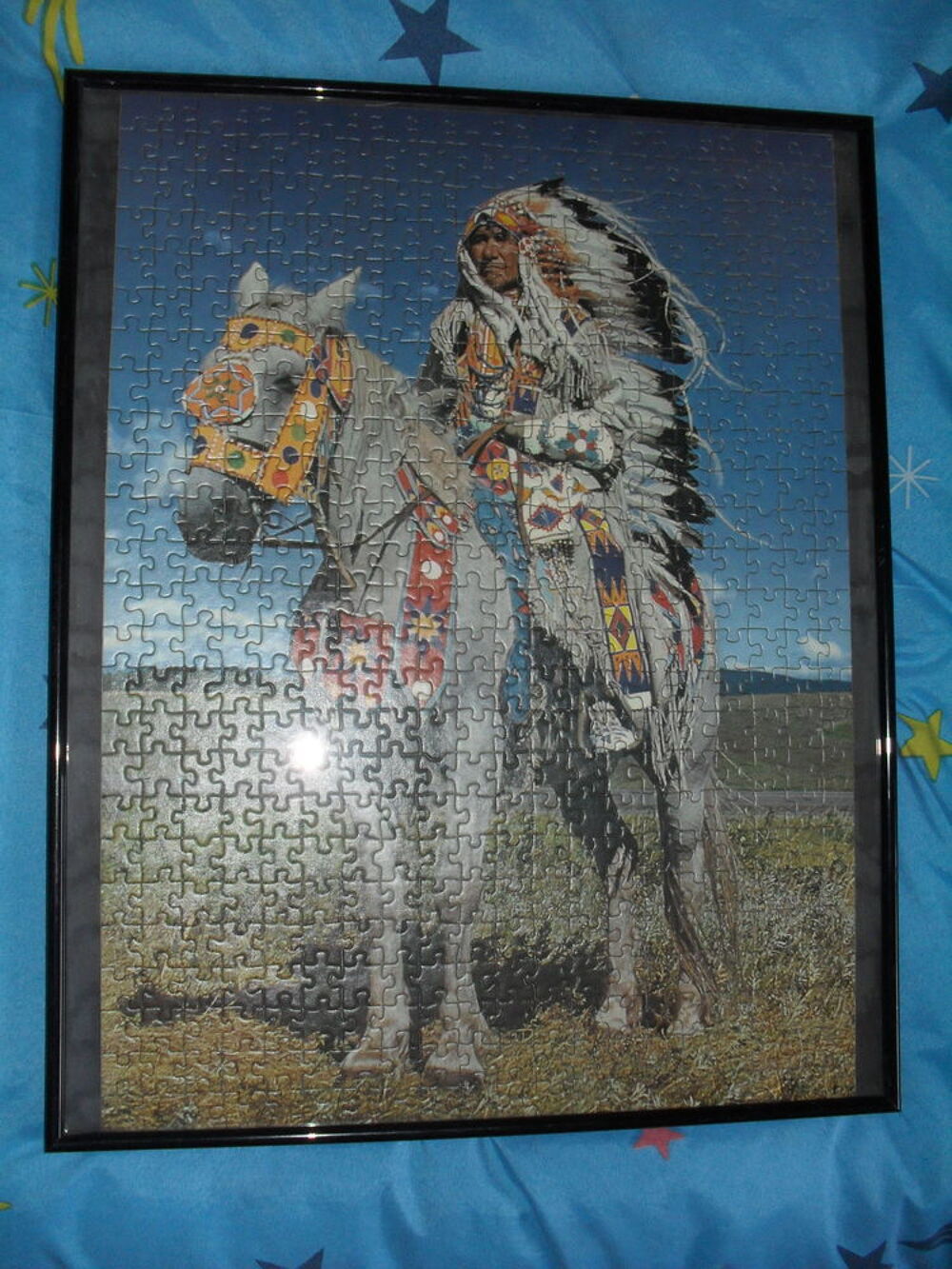 Cadres puzzle et photo indiens d'am&eacute;rique sous verre Décoration