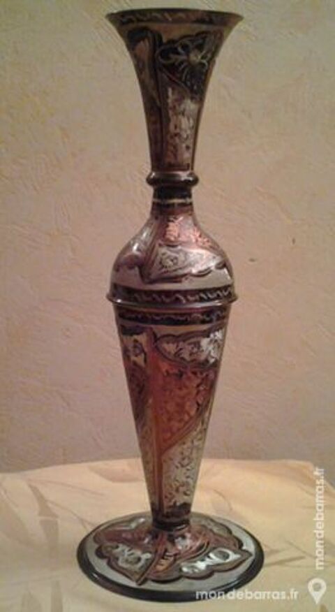 Vase soliflore cuivre martele finementcisele 29 cm 14 Lyon 6 (69)