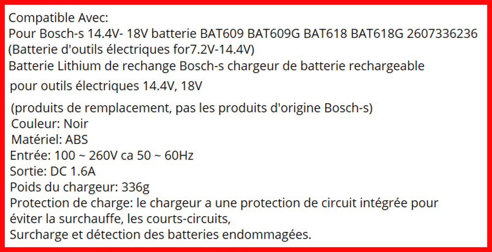 CHARGEUR BOSCH 18V Bricolage