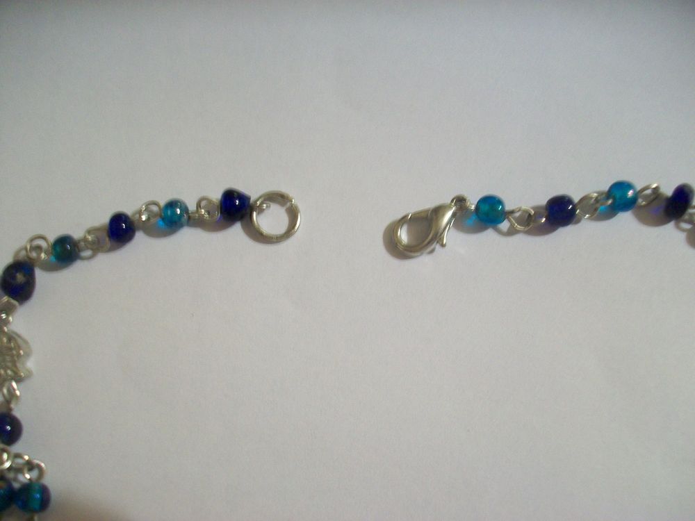 Collier argent perles verre bleu artisanat Bijoux et montres