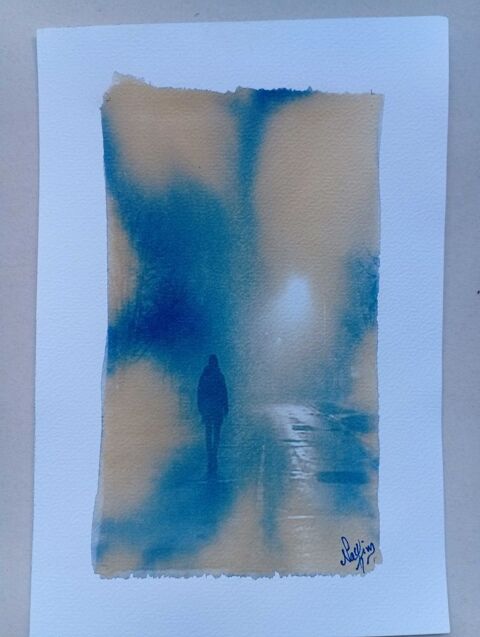 Photographie en Cyanotype, Procédé Photographique 1842,  Solitude , 20,8cm/16,5cm, état neuf Paris 20 (75)