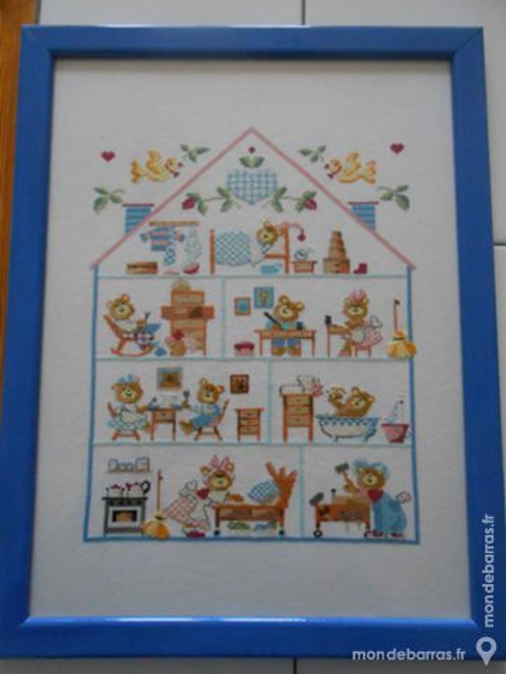 TABLEAU POINT DE CROIX MAISON DES OURSONS Décoration
