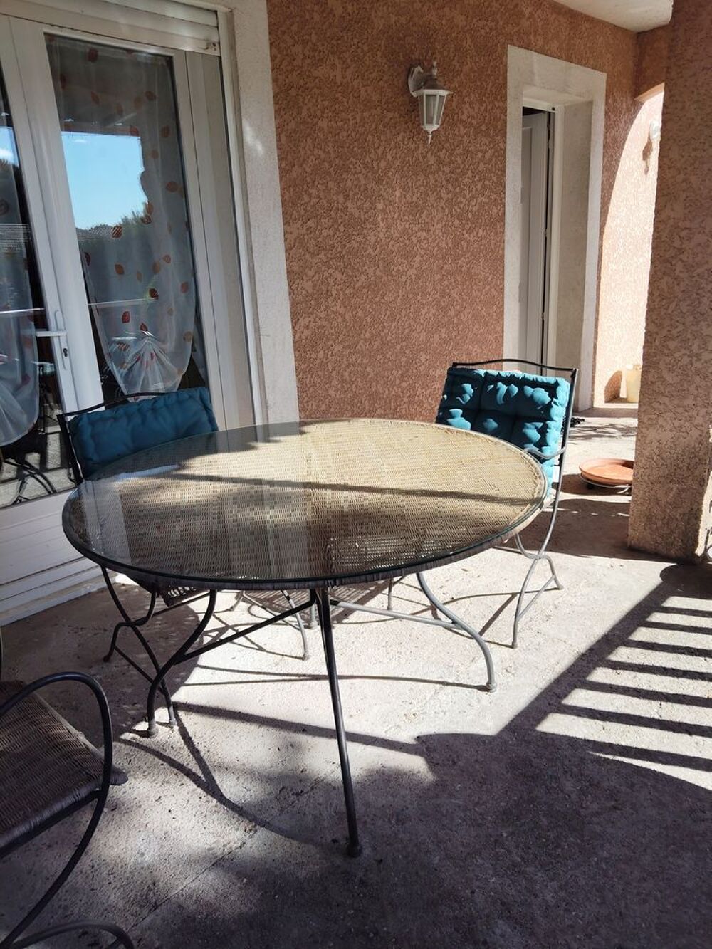 ensemble table + fauteuils de jardin en fer forg&eacute; Jardin