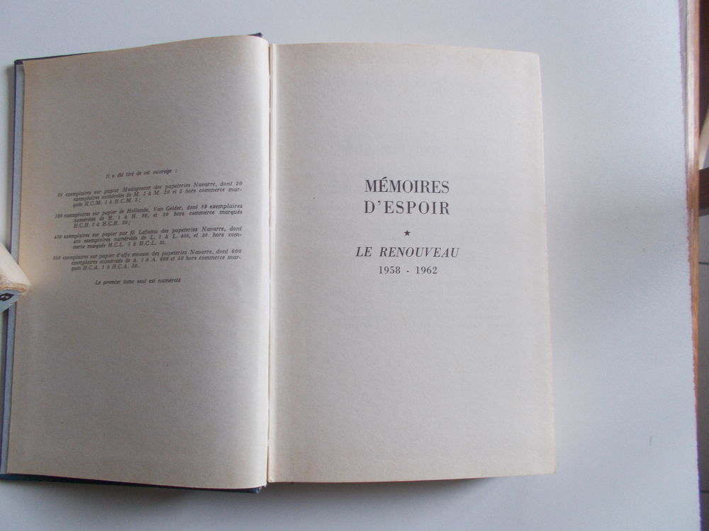 MEMOIRES D'ESPOIR
CHARLES DE GAULLE.
Le renouveau 1958-1962 