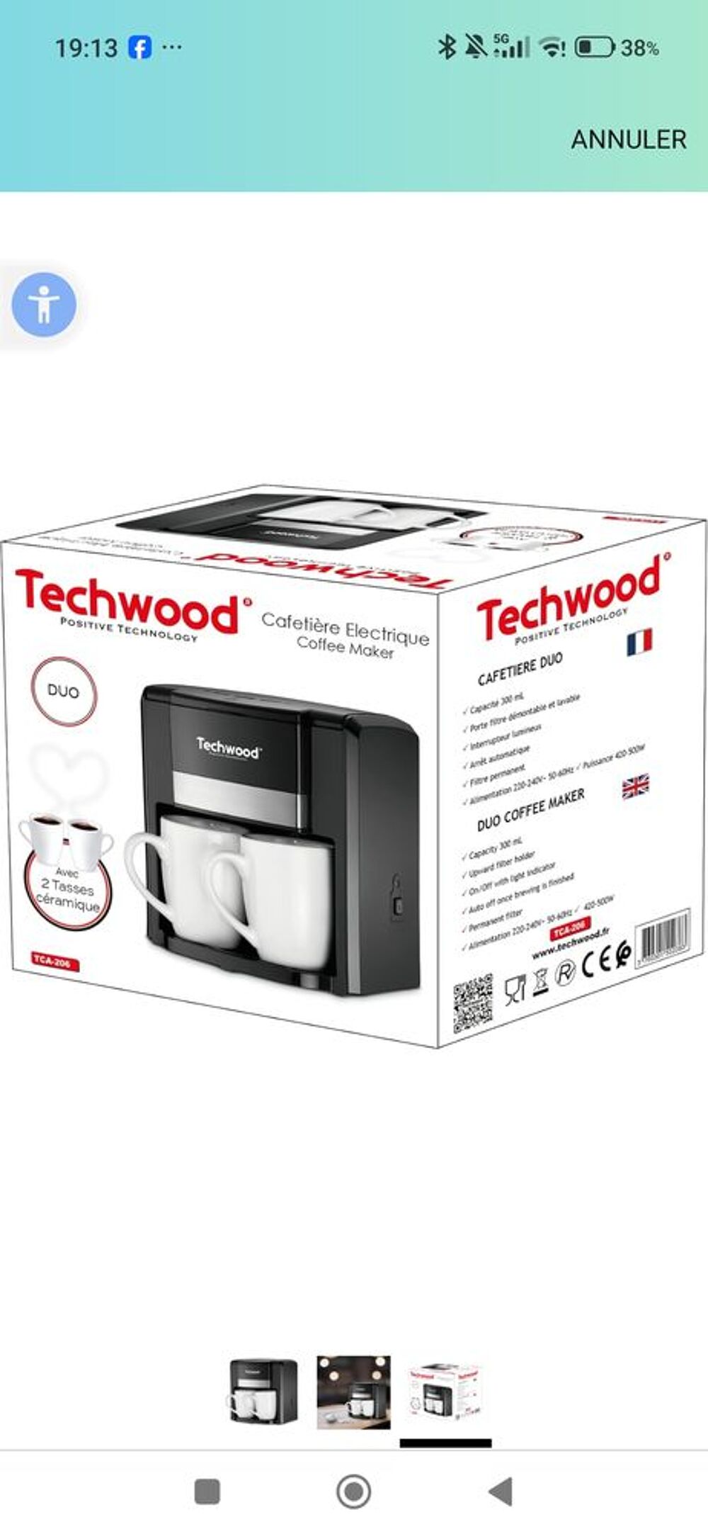 Cafeti&egrave;re Duo Techwood
Electroménager