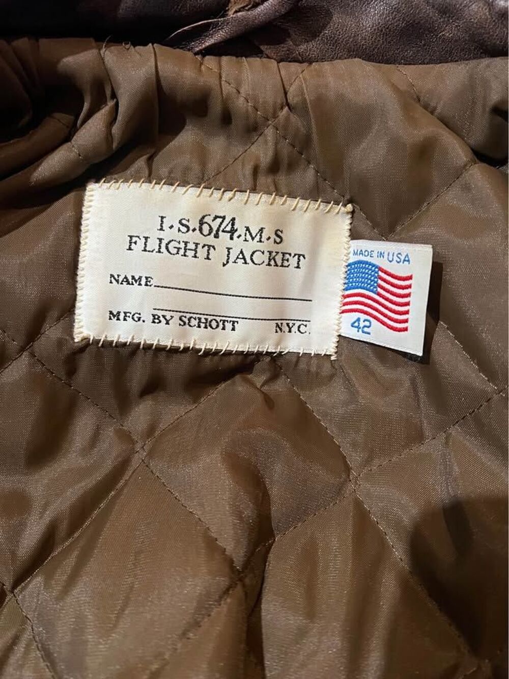 Schott IS 674 MS marron vieilli rare Vêtements